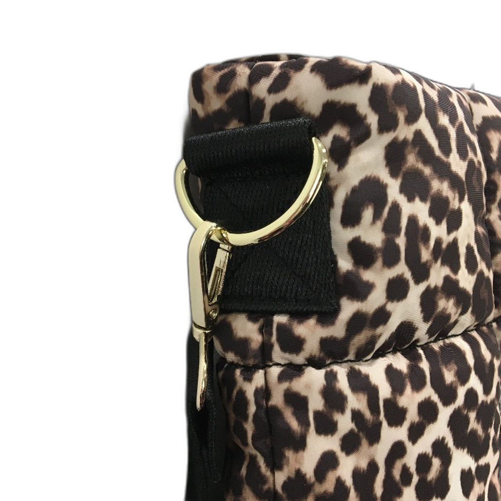 Target Large Leopard Quilted Puffer Style Tote Nappy Hand Bag With Strap NEW