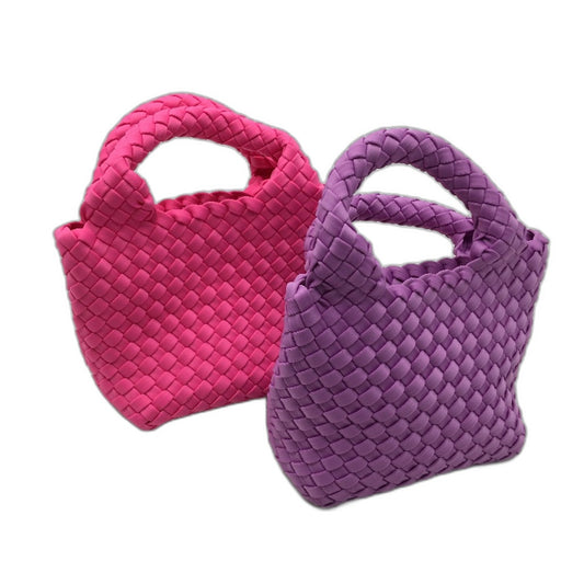 Target Sample 2 Pack Pink & Purple Weave Mini Tote Bags With Shoulder Straps NEW