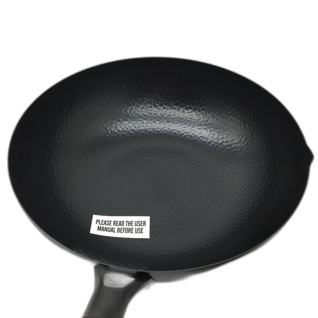 Souped Up Recipes 12.5 Inch Preseasoned Carbon Steel Wok with Wooden Lid DEMO