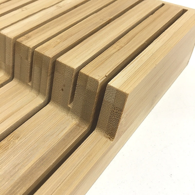 Utoplike 16 Compartment Moso Bamboo Wood In Drawer Knife Organiser Block NEW