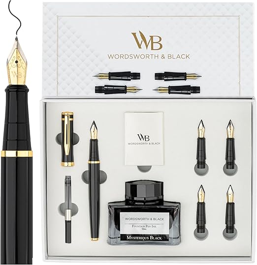 Wordsworth and Black Erudite Fountain Pen Gift Set with 50ml Refillable Ink NEW