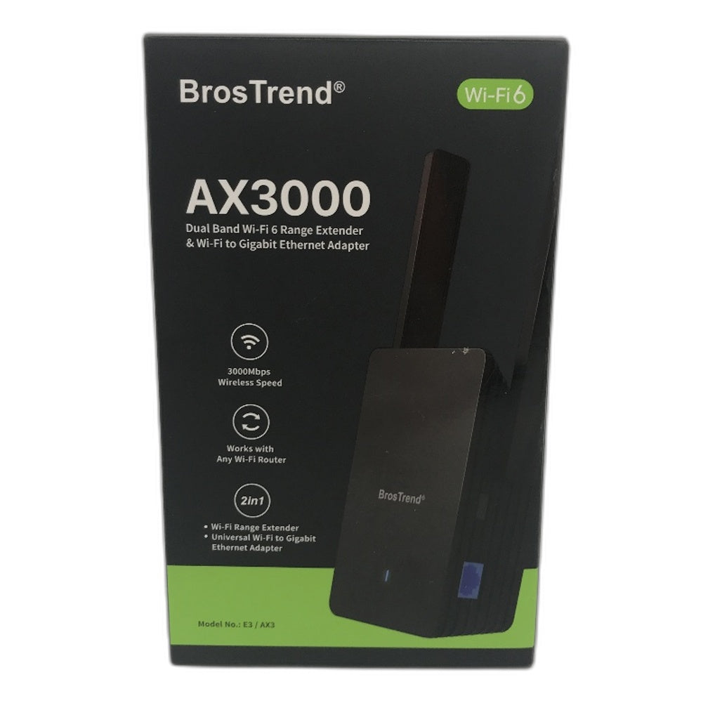 BrosTrend AX3000 Dual Band Wifi6 Range Extender to Gigabit Ethernet Adapter NEW
