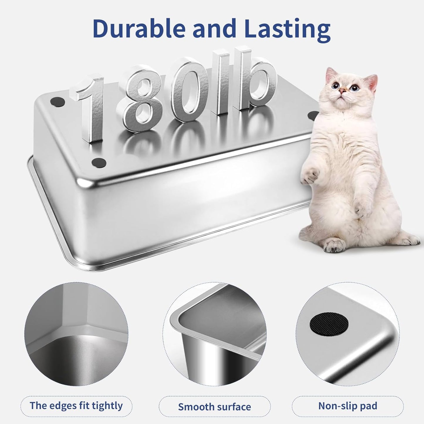 Bartuke XXXL Enclosed Stainless Steel Grey Metal Litter Box with Scooper NEW