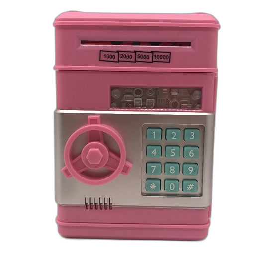 Kid's Toy Safe Electric Password Lock Money Piggy Bank Pink ATM Style NEW