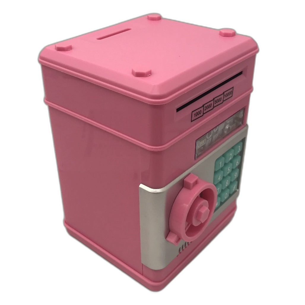 Kid's Toy Safe Electric Password Lock Money Piggy Bank Pink ATM Style NEW
