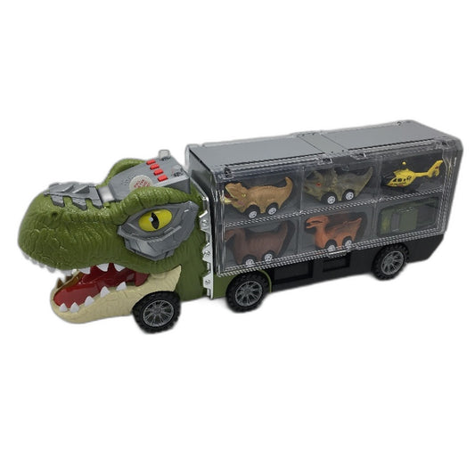 13 Piece Dinosaur Mini Car Carrier Truck Toy with Lights and Sounds NEW