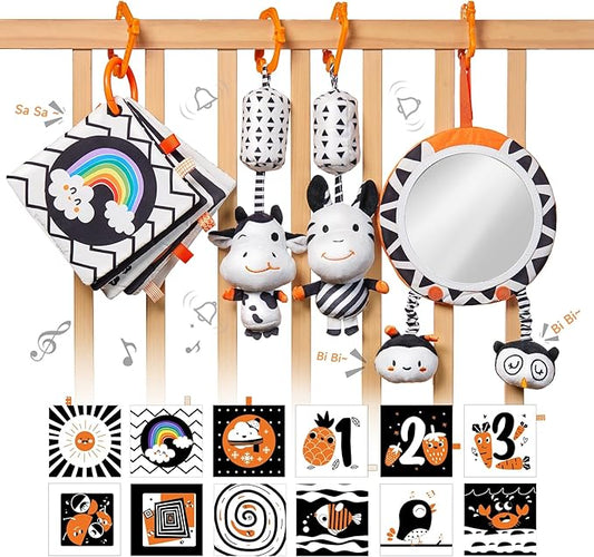 Tumama Kids Black White Orange Cute Animals Baby Stroller and Crib Toys NEW