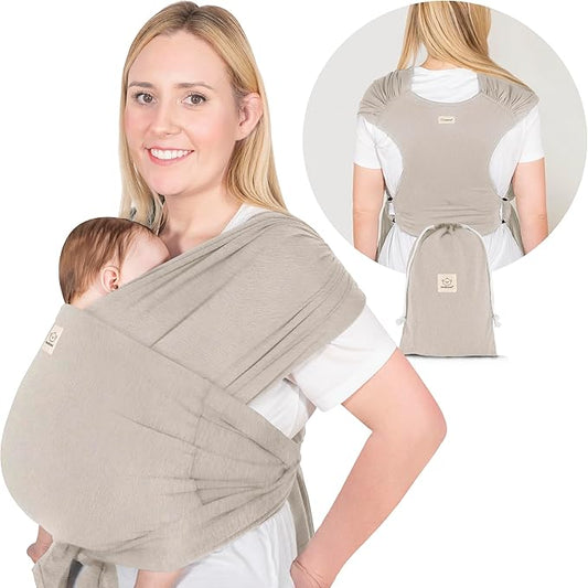 KeaBabies D-Lite Adjustable Soft Cotton Stone Gray Baby Wrap Carrier NEW