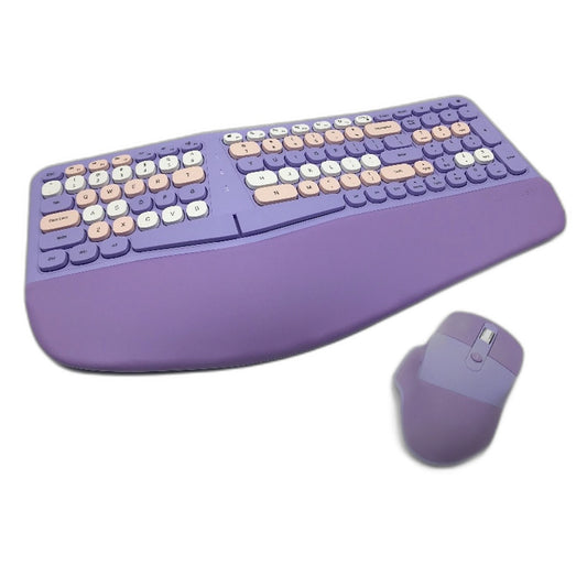 Lomiluskr NOMI Ergonomic Retro Sound Purple Wireless Keyboard and Mouse Set NEW