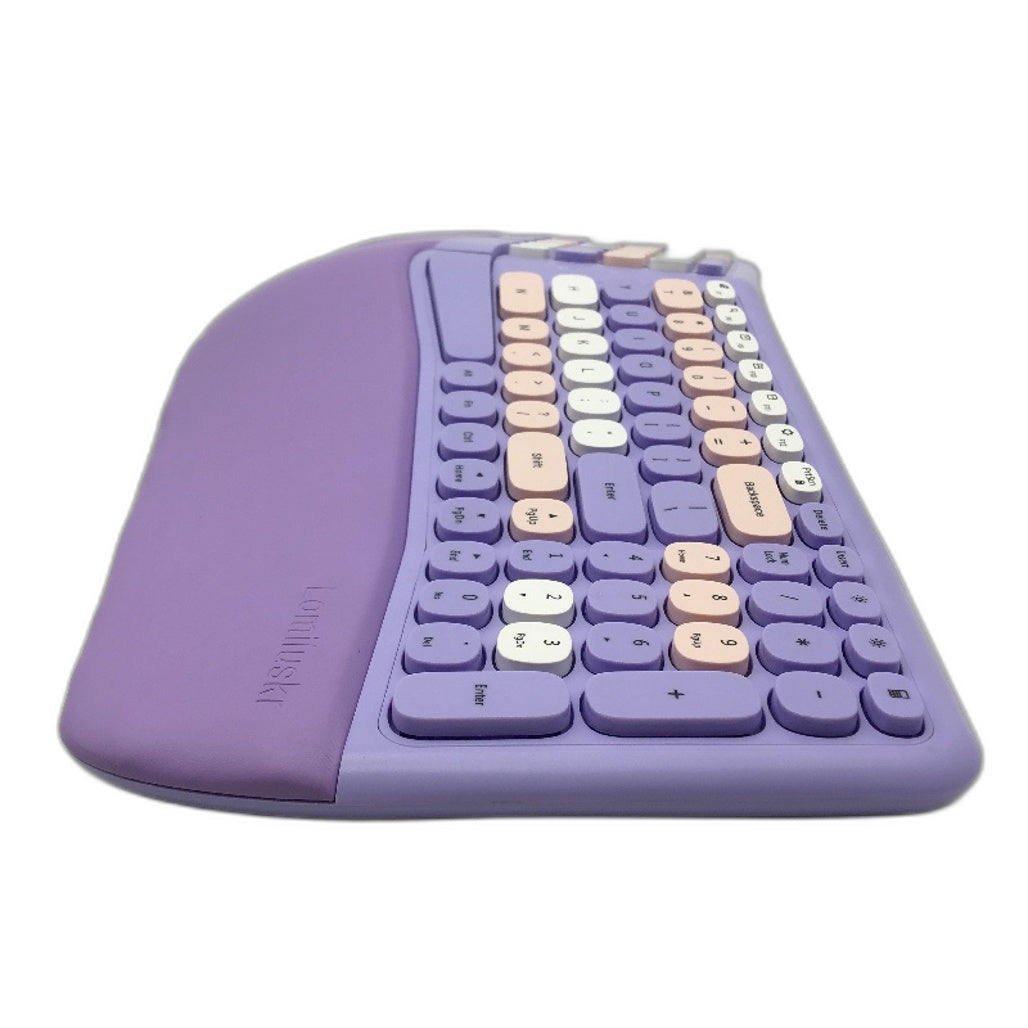 Lomiluskr NOMI Ergonomic Retro Sound Purple Wireless Keyboard and Mouse Set NEW