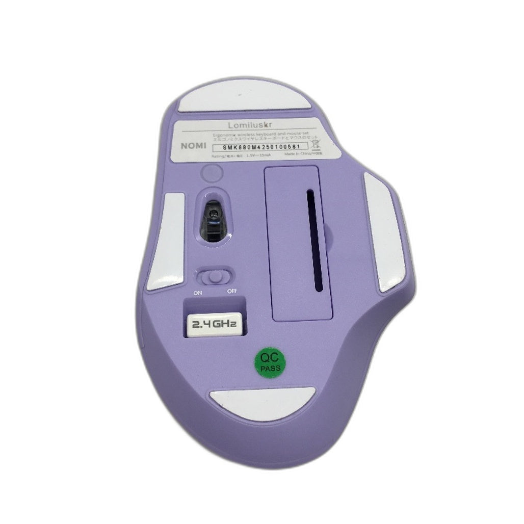 Lomiluskr NOMI Ergonomic Retro Sound Purple Wireless Keyboard and Mouse Set NEW