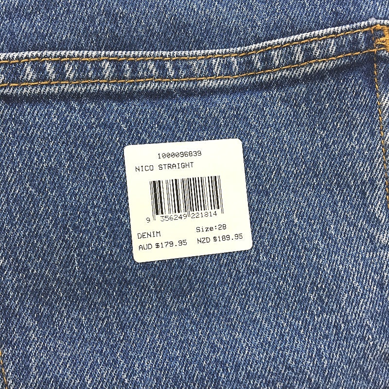 NEUW Nico Straight High Rise Ophelia Blue Denim Jeans Ladies Size 28 NEW