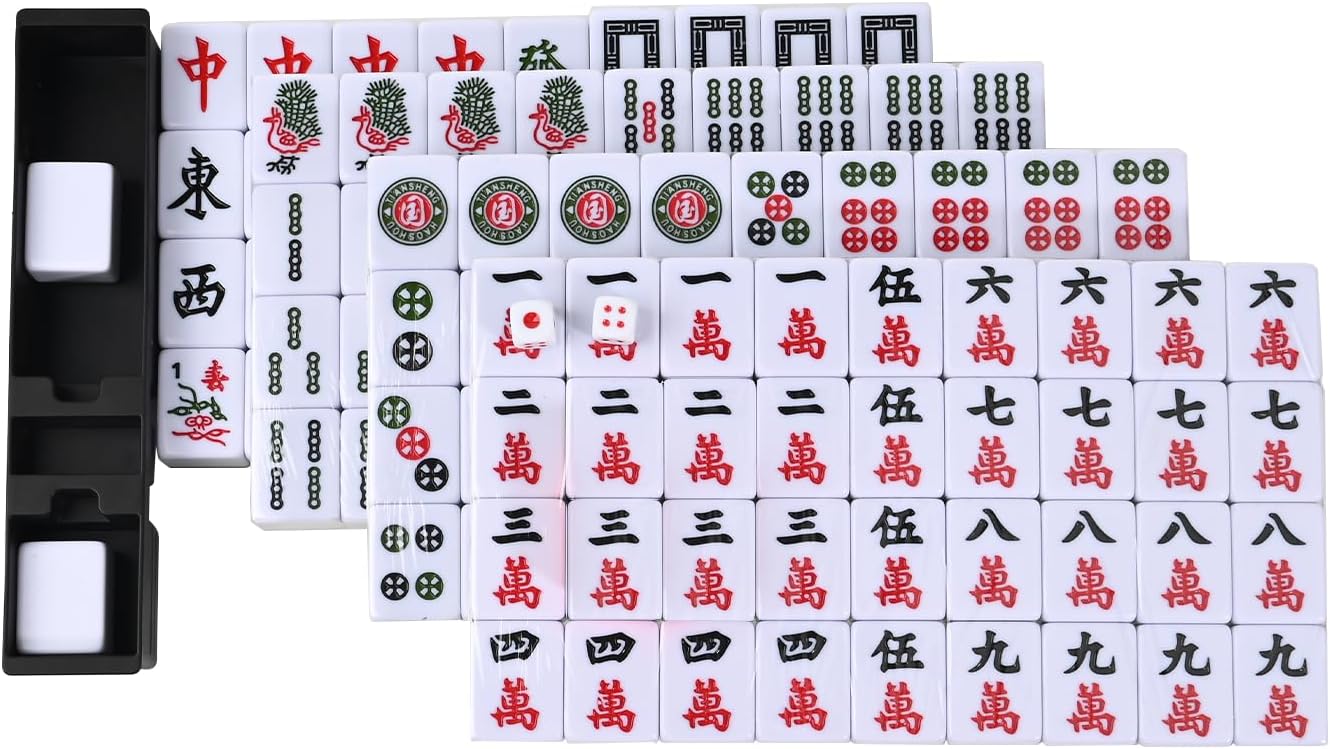 144 Piece Large 36mm Portable Chinese Mahjong Board Game Tile Set NEW