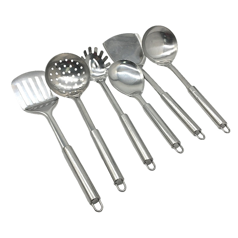 6 Piece Stainless Steel Silver Kitchenware Cooking Utensil Set NEW