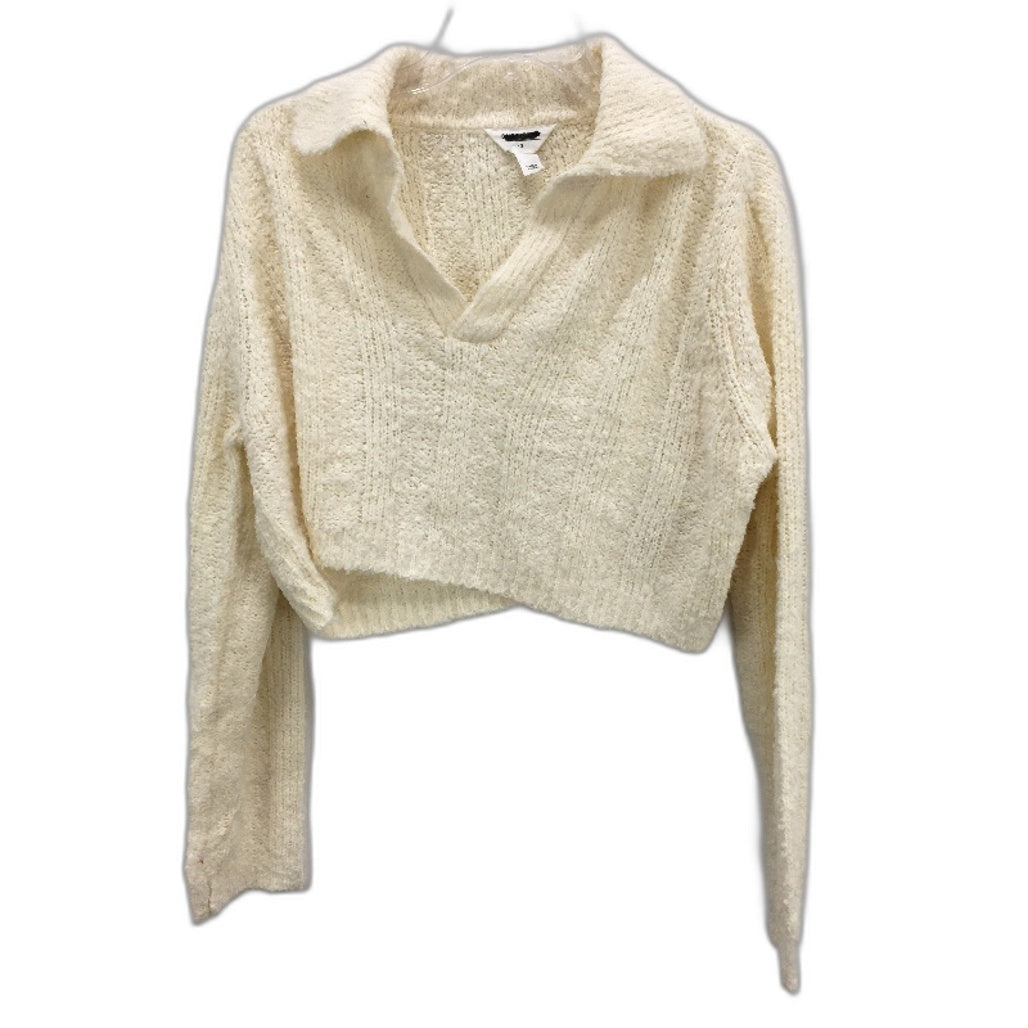 Subtitled Meg Boucle Cropped Knit Collared Cream Sweater Ladies Size Small NEW