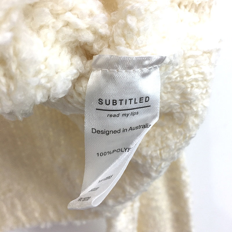 Subtitled Meg Boucle Cropped Knit Collared Cream Sweater Ladies Size Small NEW