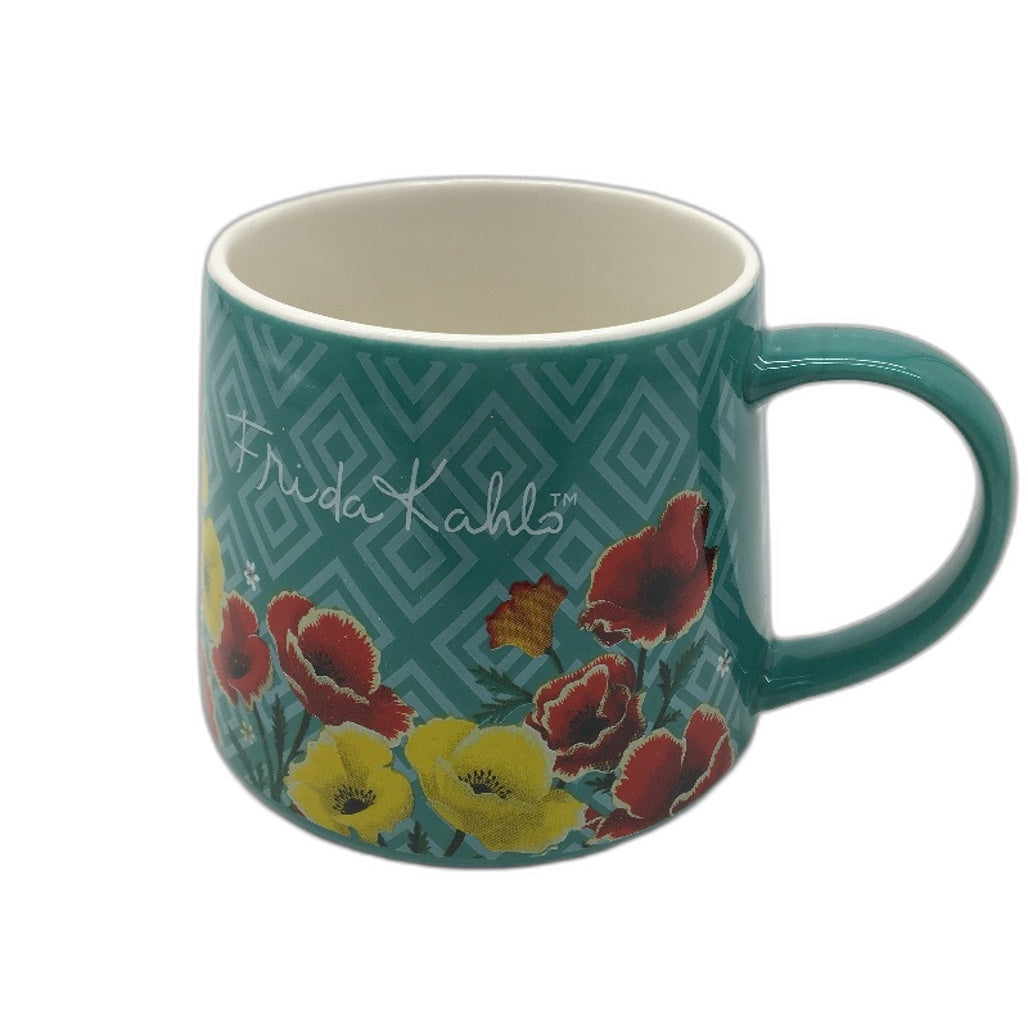 Frida Kahlo Iconic Artist Green Floral Ceramic Mug & 4 Pack Coaster Set NEW