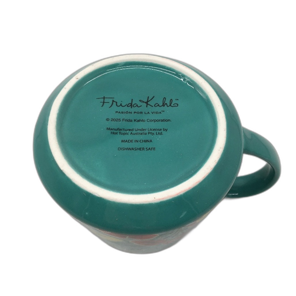 Frida Kahlo Iconic Artist Green Floral Ceramic Mug & 4 Pack Coaster Set NEW