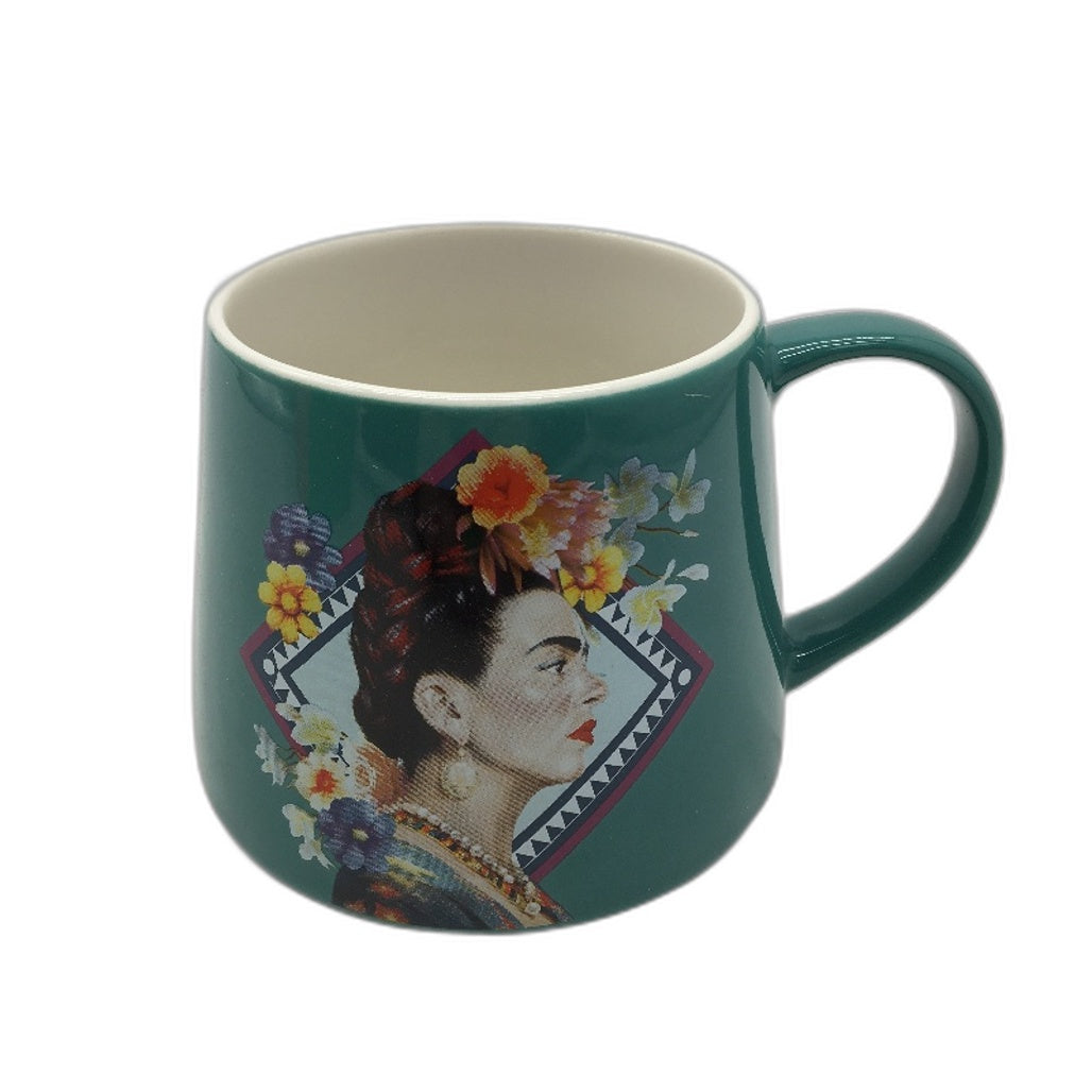 Frida Kahlo Iconic Artist Green Portrait Ceramic Mug & 4 Pack Coaster Set NEW
