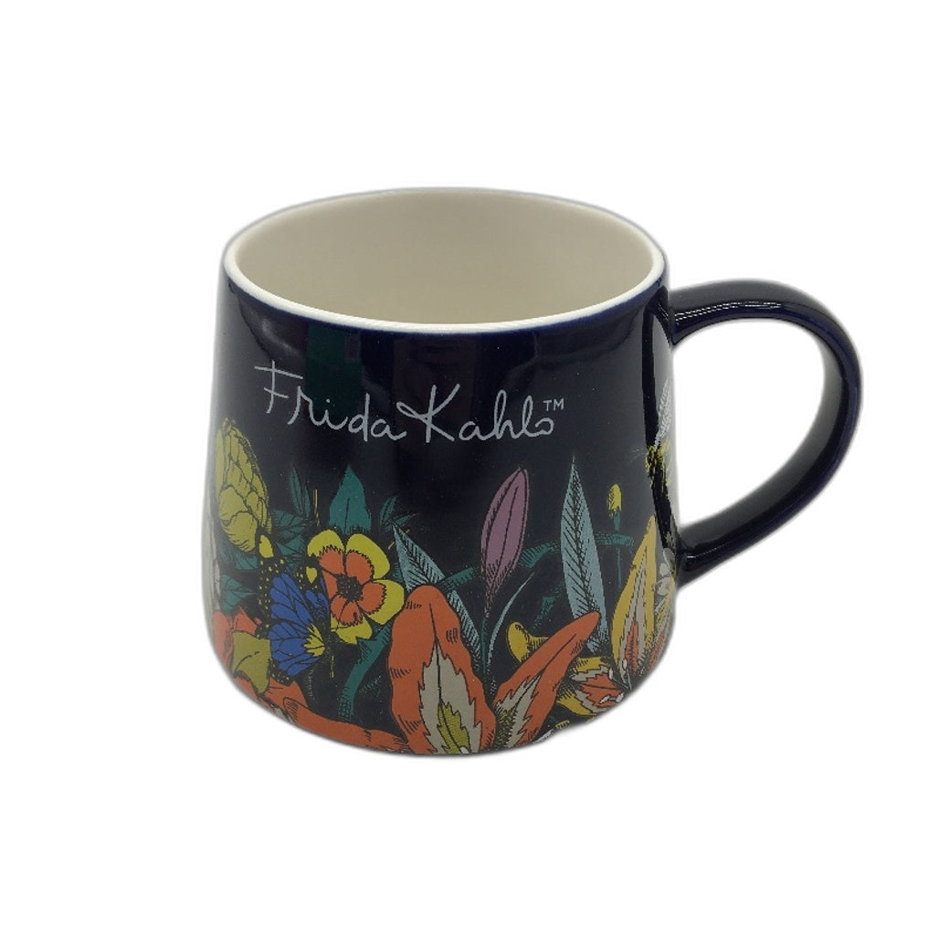 Frida Kahlo Iconic Artist Navy Floral Skull Ceramic Mug & 4 Pck Coaster Set NEW