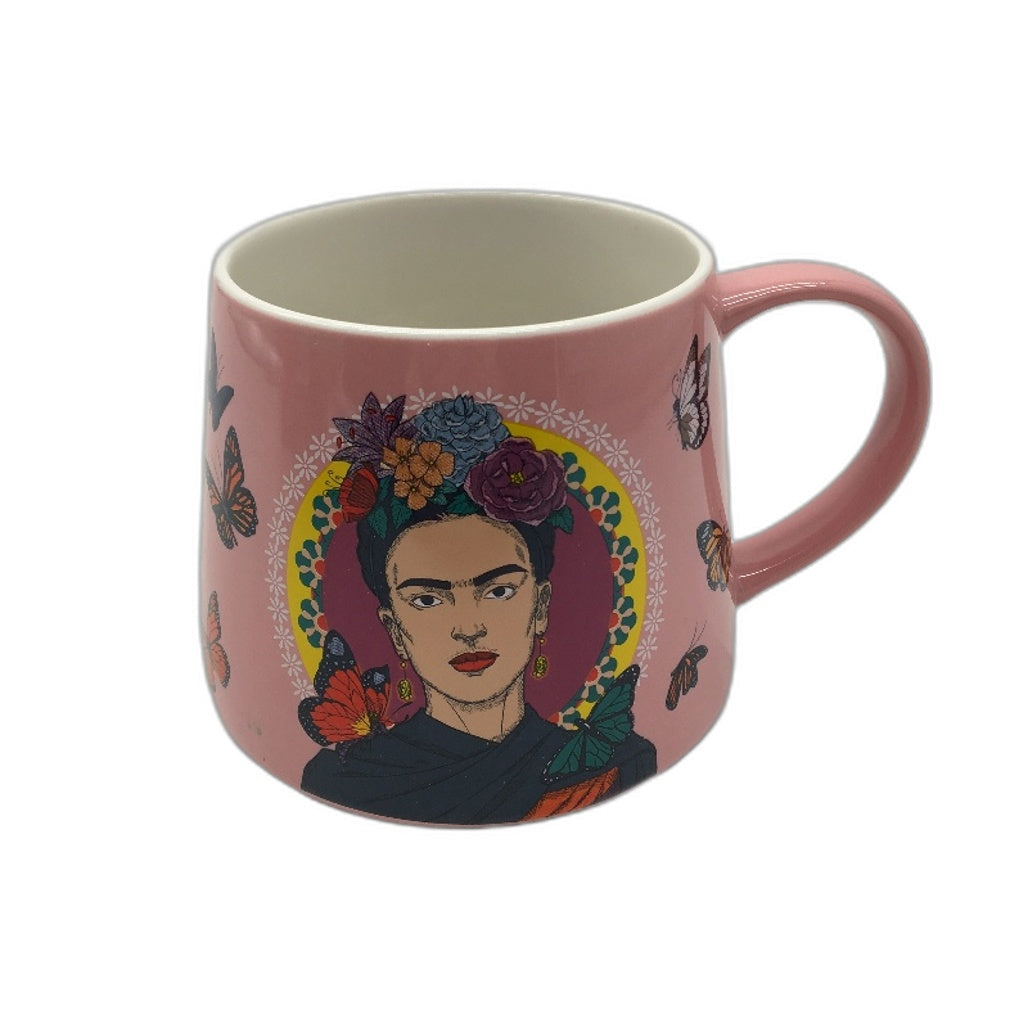 Frida Kahlo Iconic Artist Pink Portrait Skull Ceramic Mug & 4Pck Coaster Set NEW