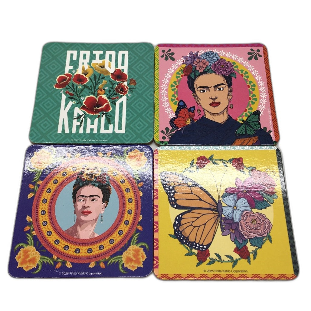 Frida Kahlo Iconic Artist Pink Portrait Skull Ceramic Mug & 4Pck Coaster Set NEW