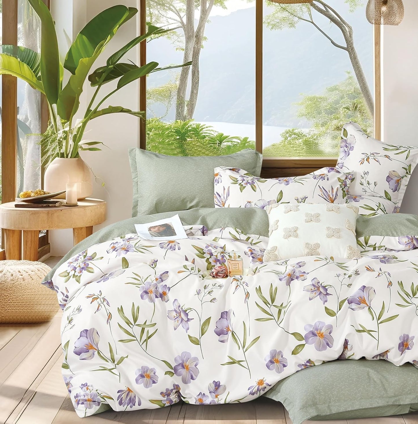 Floral Botanical Zipped Soft Microfiber Cover Quilt Cover Set QUEEN Size NEW