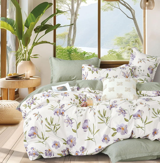Floral Botanical Zipped Soft Microfiber Cover Quilt Cover Set QUEEN Size NEW