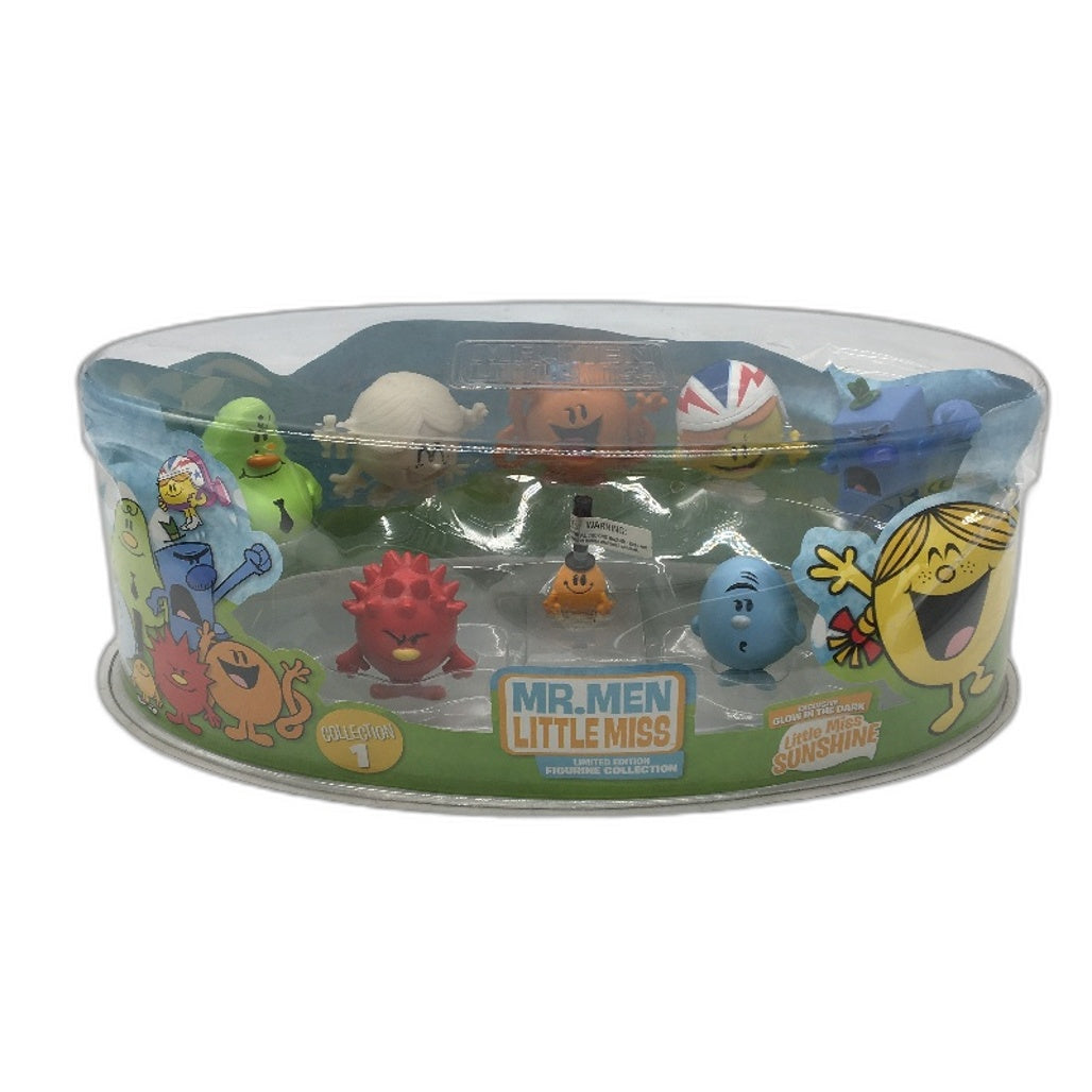 Mr. Men Little Miss 8Pce Figurine Collection #1 Glow In Dark Miss Sunshine NEW
