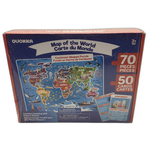 Quokka Map Of The World 70Pce Zigsaw Puzzle With Learning Cards Ages 3+ NEW