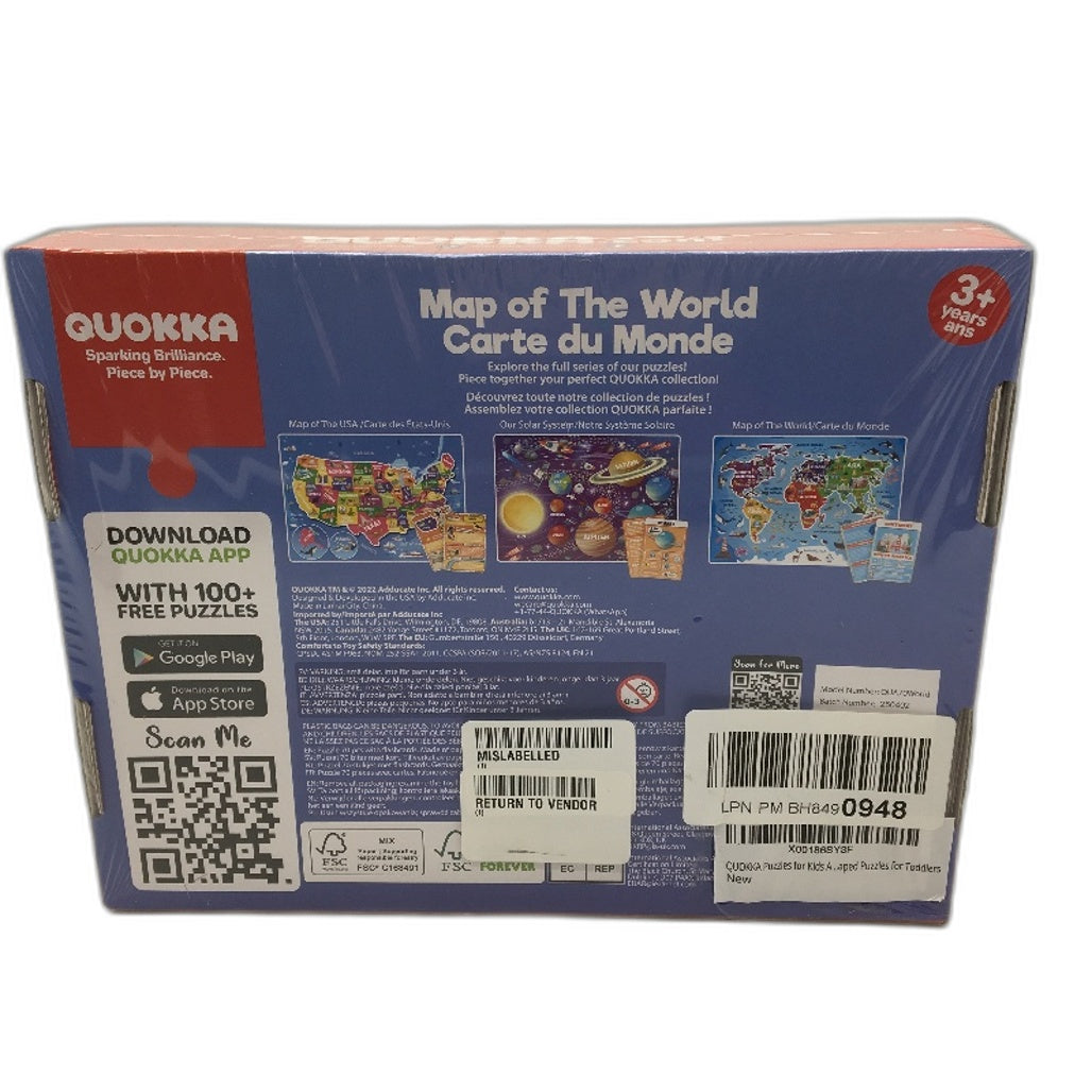 Quokka Map Of The World 70Pce Zigsaw Puzzle With Learning Cards Ages 3+ NEW