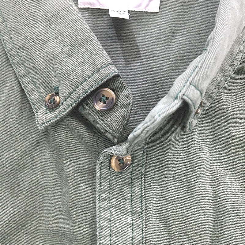 Spencer Project Denim Army Green Button Up Long Sleeve Shirt Mens Sz Medium NEW
