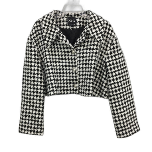 ZARA Houndstooth Black and White Cropped Blazer Jacket Ladies Size Medium