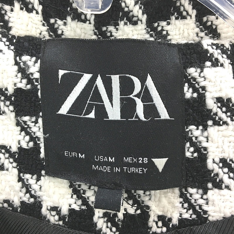 ZARA Houndstooth Black and White Cropped Blazer Jacket Ladies Size Medium