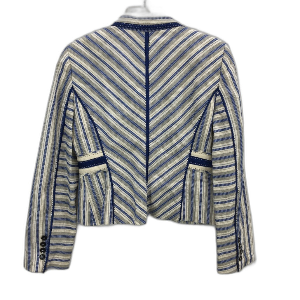 ZARA Vintage Stitching Style Blue Stripe Blazer Jacket Ladies Size Large