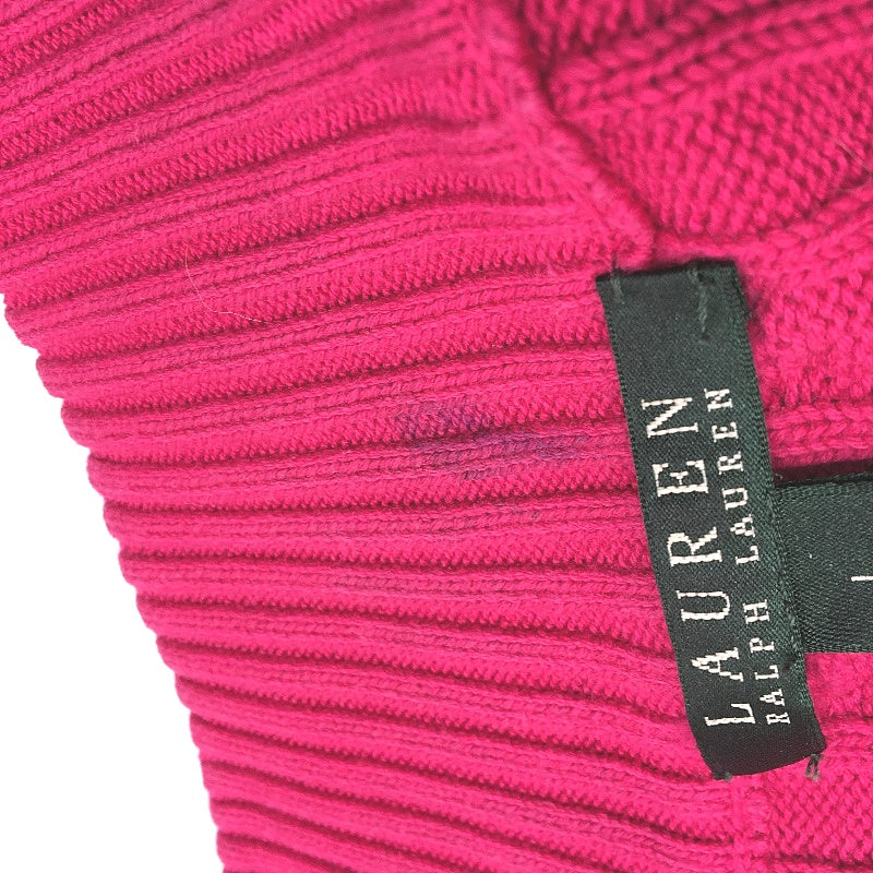 Ralph Lauren Cable Knit Zip Turtleneck Dragonfruit Pink Sweater Ladies Sz Large