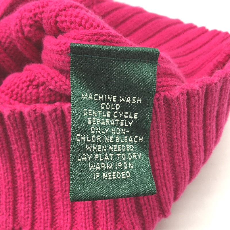 Ralph Lauren Cable Knit Zip Turtleneck Dragonfruit Pink Sweater Ladies Sz Large