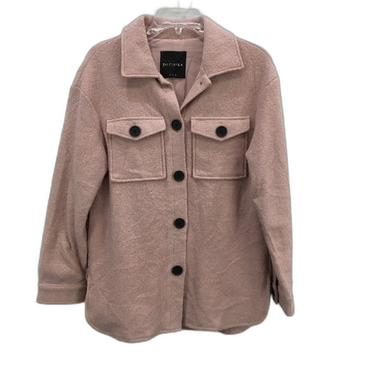 Decjuba Mia Blush Pink Wool Blend Button Up Shacket Ladies Size Small