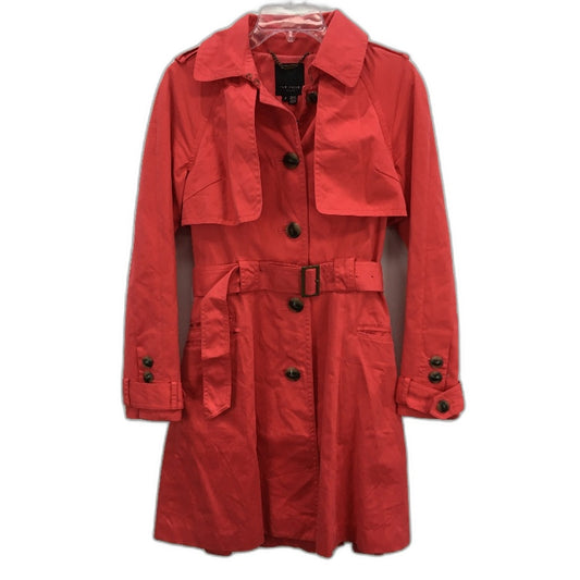 Ted Baker Stripe Lining Button Detail Red Belted Trench Coat Ladies Size 0