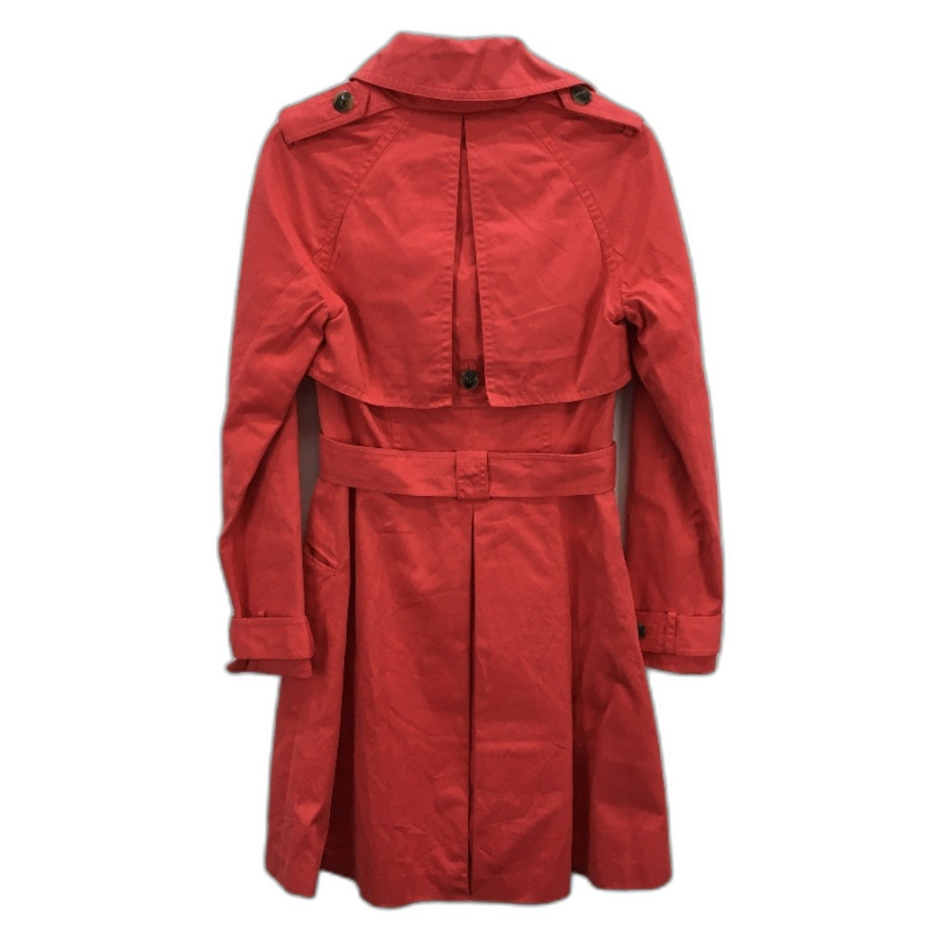 Ted Baker Stripe Lining Button Detail Red Belted Trench Coat Ladies Size 0