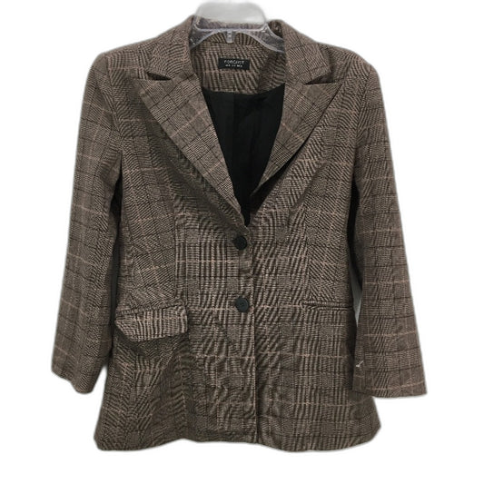 Forcast Double Breasted Mocha Brown Plaid Blazer Jacket Ladies Size AU 8