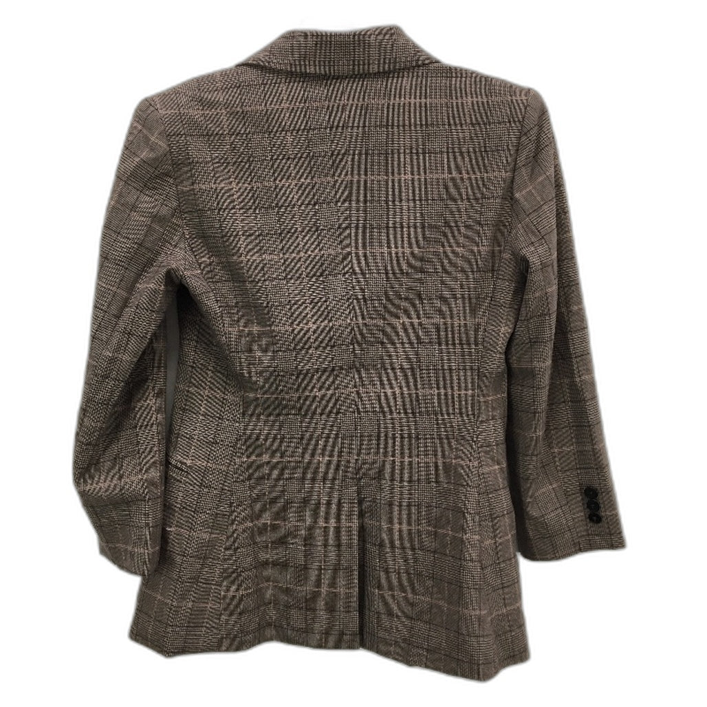 Forcast Double Breasted Mocha Brown Plaid Blazer Jacket Ladies Size AU 8