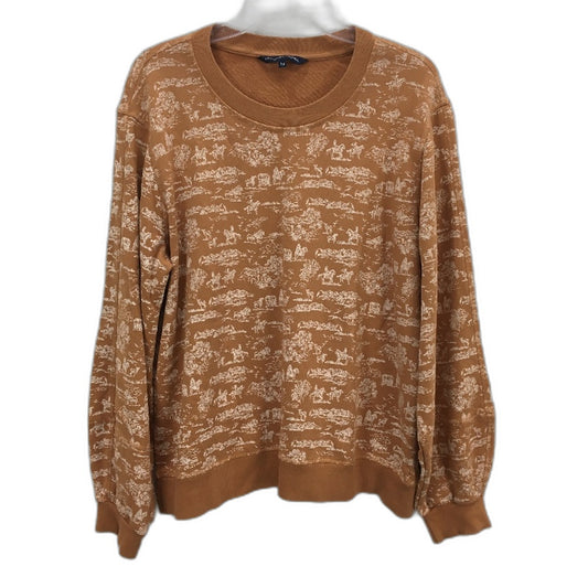 French Connection Cowboy Western Pattern Clay Brown Sweatshirt Ladies Sz Medium