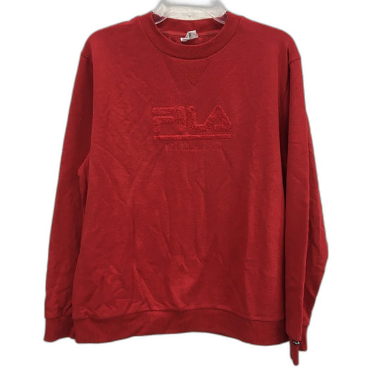 Fila Embroidered Logo Crew Neck Red Fleece Sweatshirt Ladies Size AU 16