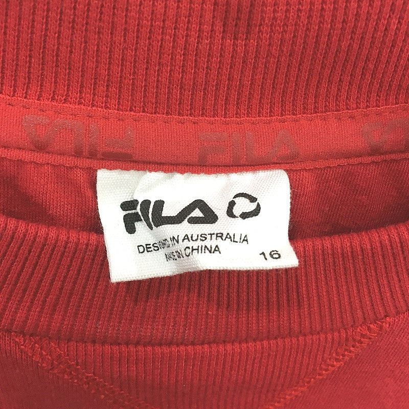 Fila Embroidered Logo Crew Neck Red Fleece Sweatshirt Ladies Size AU 16