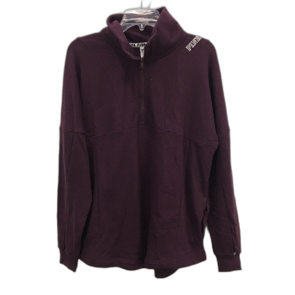 Victoria's Secret Pink Quarter Zip Burgundy Fleece Sweatshirt Ladies Size Small