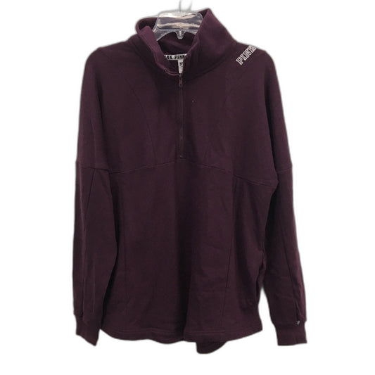 Victoria's Secret Pink Quarter Zip Burgundy Fleece Sweatshirt Ladies Size Small