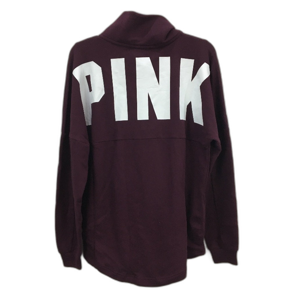 Victoria's Secret Pink Quarter Zip Burgundy Fleece Sweatshirt Ladies Size Small