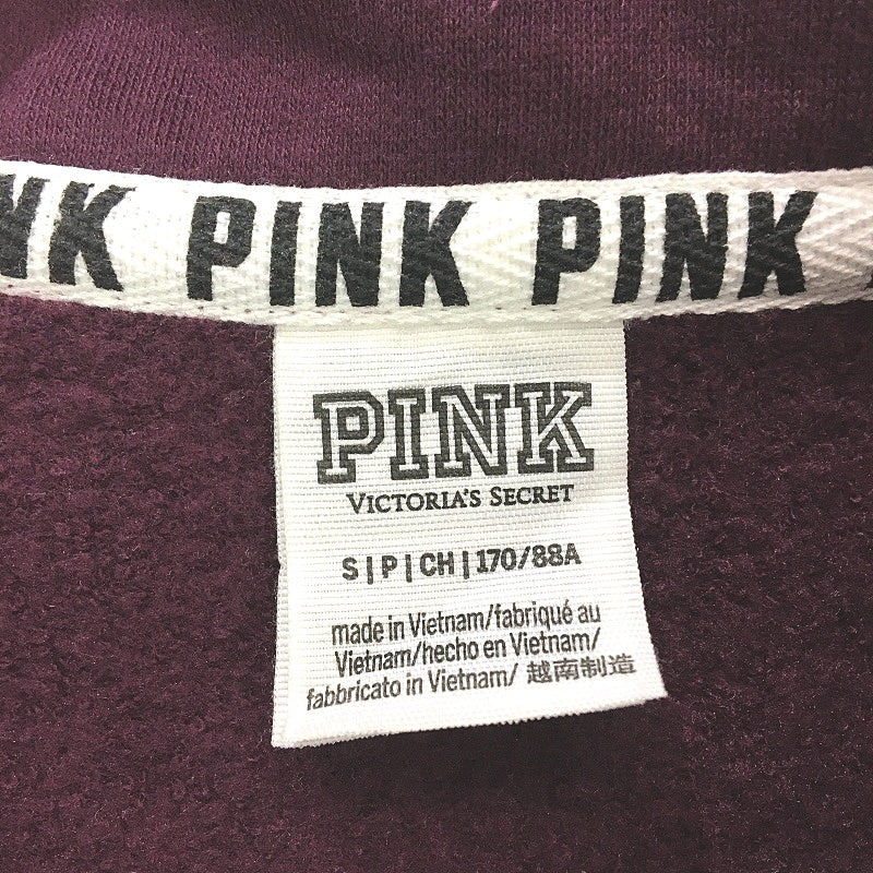 Victoria's Secret Pink Quarter Zip Burgundy Fleece Sweatshirt Ladies Size Small