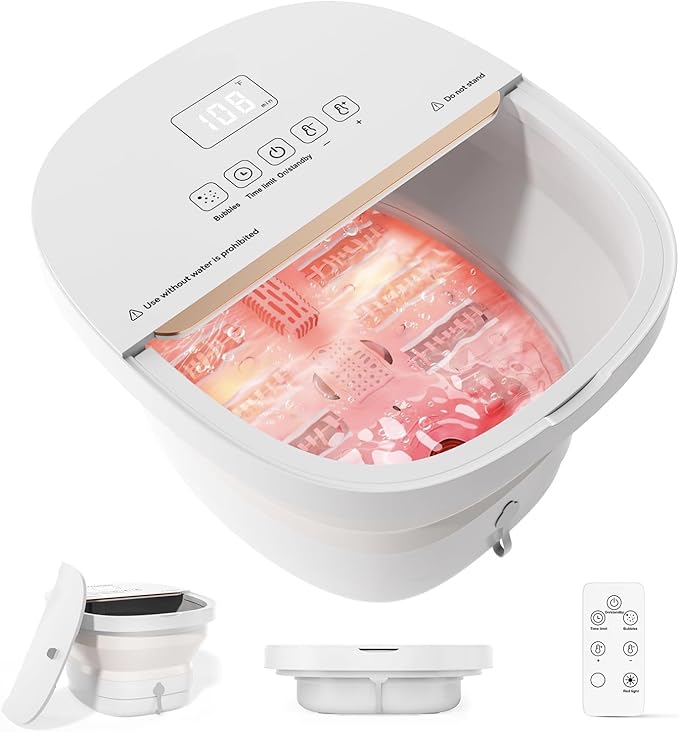 6 Roller Fast Heating Collapsible Foot Spa Bath Massager in White DEMO